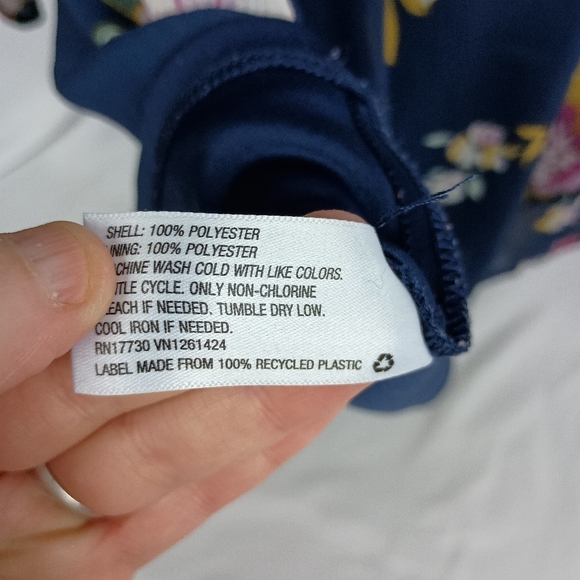 Y2K Sheer Boho party‎ Barbiecore XS Romantic Fairy Floral Navy Blue Summer Dress - Picture 9 of 11